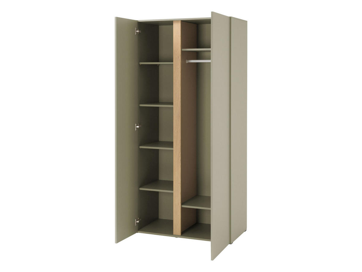 KLEIDERSCHRANK Luca LC03 - Schwarz/Grün, Holzwerkstoff/Kunststoff (90/195/50cm) - MIRJAN24