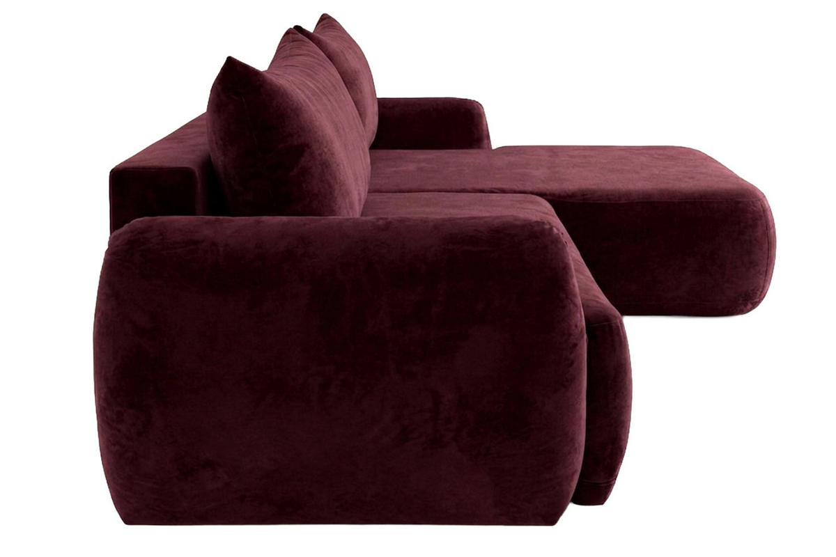 ECKSOFA Mit Schlaffunktion Und Bettkasten, Chenille-Stoff Perfecto, Rotwein, Rechts, HELA II - Weinrot, Holz (280/184cm) - Kaiser Möbel