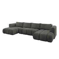 WOHNLANDSCHAFT Ottomane Links CLOUD-U 414x180x40 Dunkelgrau Velours - Dunkelgrau, Holzwerkstoff/Kunststoff (414/90/180cm) - ALTDECOR