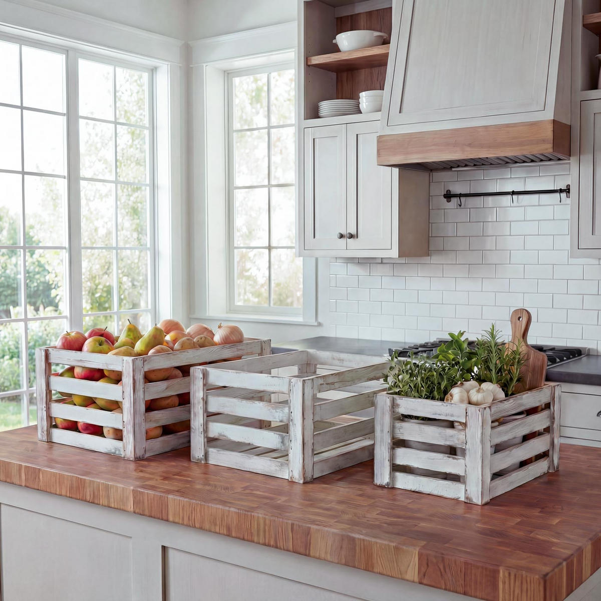 HOLZKISTE 3ER-SET Weiß 3er-Set-Set - Weiß, Holz (30/41/21cm) - MCW