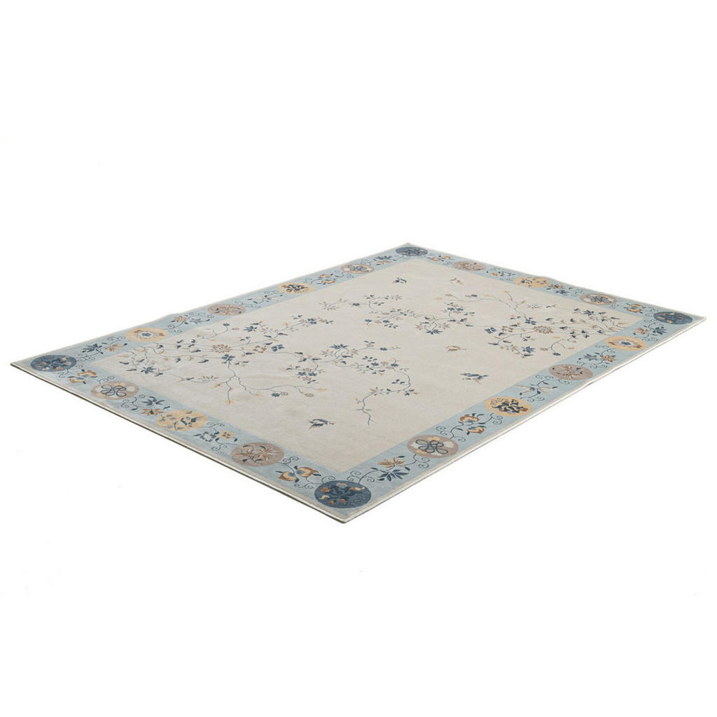 Thumbnail - Gino Falcone Flachwebeteppich, Hellblau, Textil, Floral, Rechteckig, 160x230 cm, Oeko-Tex®, für Fußbodenheizung geeignet...