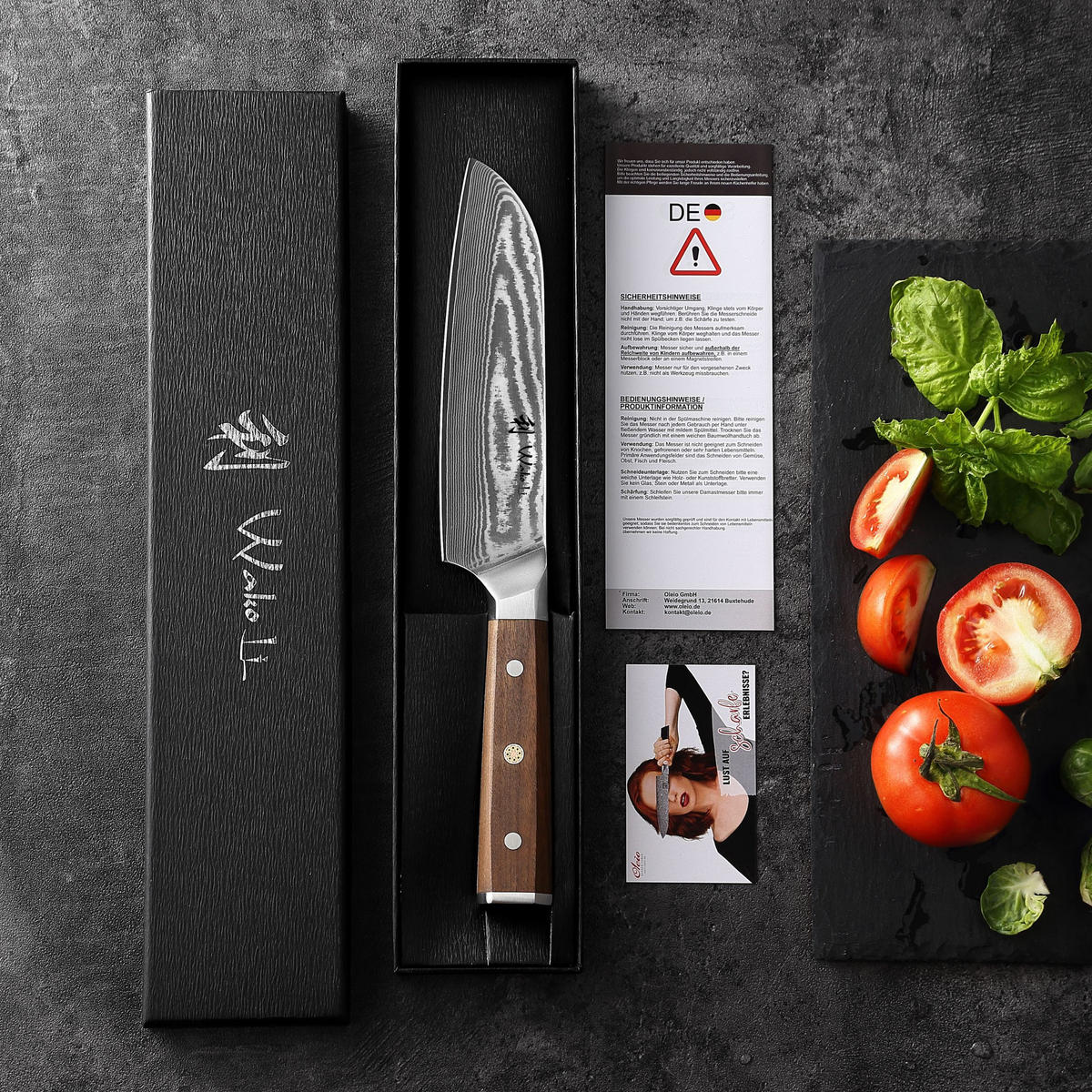 SANTOKUMESSER 18 cm - Nussbaumfarben, Holz/Metall (31cm) - Wakoli