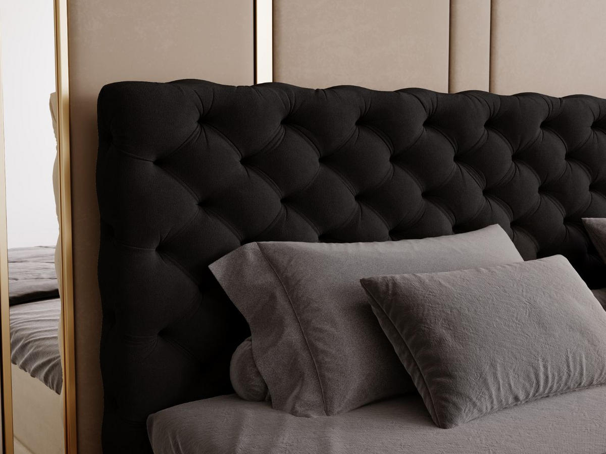 BOXBETT Bergamo 200x200 Schwarz - Schwarz, Holz/Textil (200/200cm) - Graingold