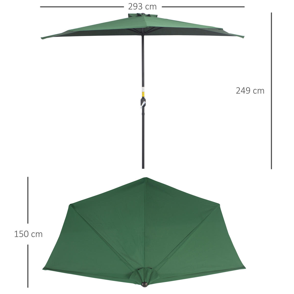 SONNENSCHIRM DE-11496 2,93/1,5/2,49 m Grün - Grün, Textil (150/293cm) - ComfortXL