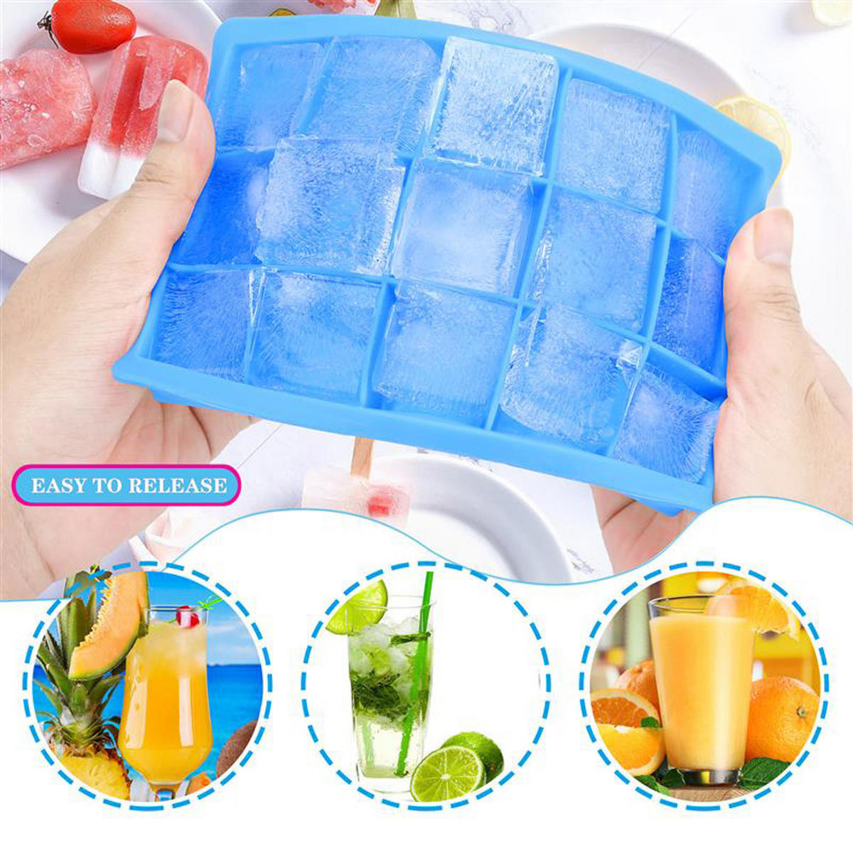 EISWÜRFELFORM 2er Set - Blau, Kunststoff (13/2.5/18cm) - Intirilife