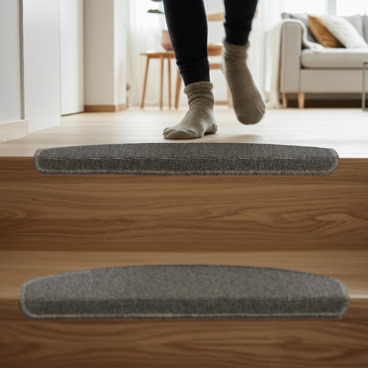 15xSTUFENMATTEN - Grau, Kunststoff (24/65/4cm) - Relaxdays