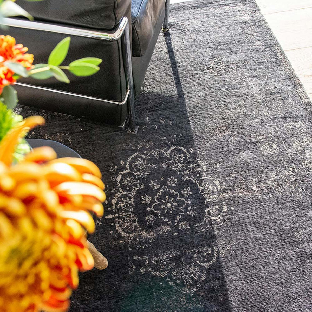 TEPPICH Mineral Black Fading World Medallion 200/280 cm - Schwarz, Textil (200/280cm) - Louis De Poortere