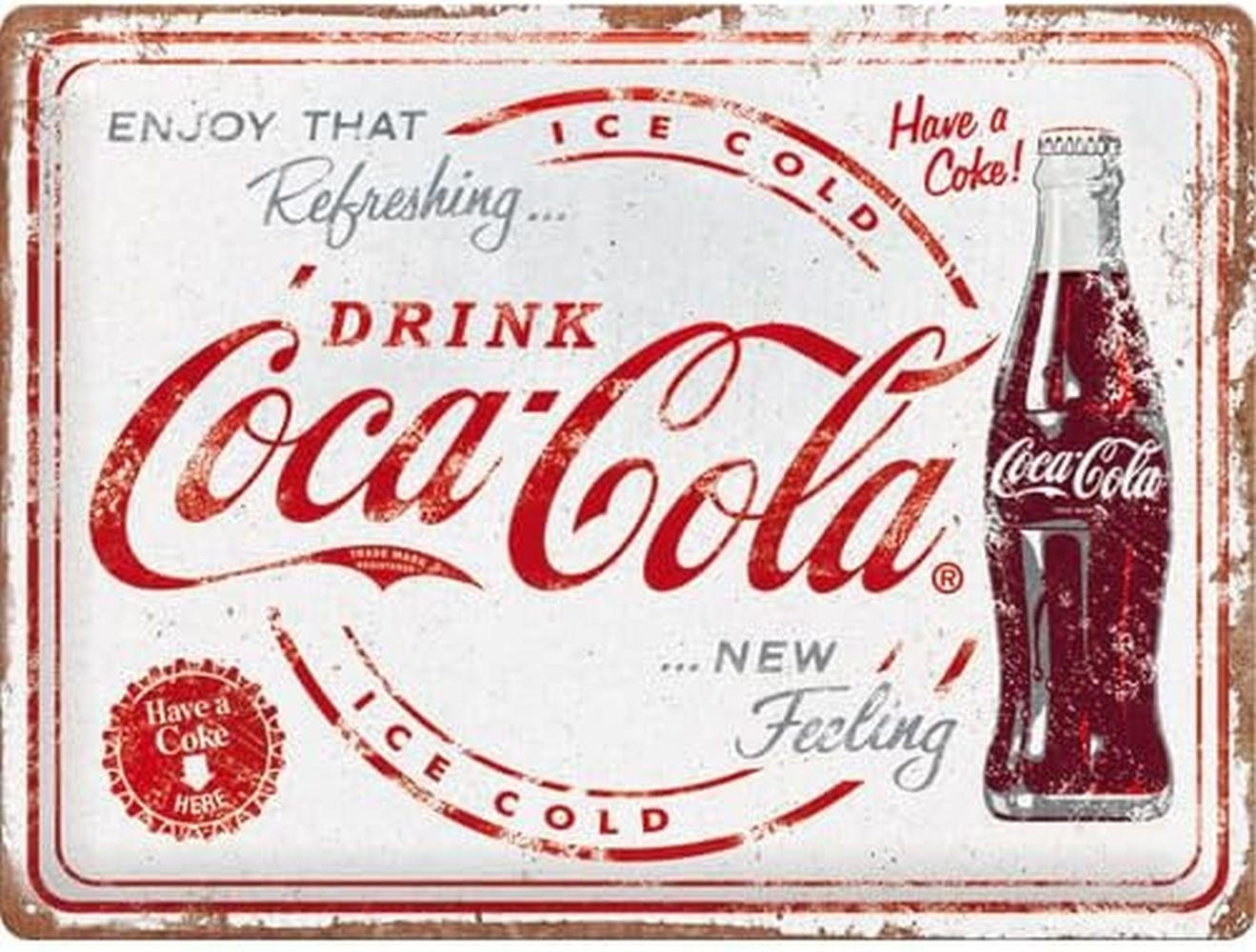 BLECHSCHILD 30/40 cm Coca-Cola Refreshing New Feeling - Multicolor, Metall (40/30/0.2cm) - Nostalgic-Art