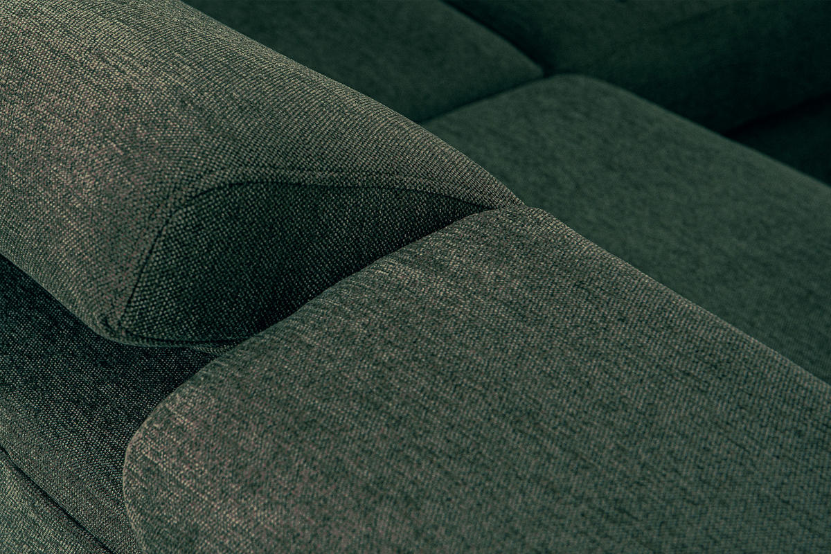 SCHLAFECKSOFA RATLO rechts 4/5-Sitzer mit Bettkasten in Lederoptik, grün - Silberfarben/Grün, Textil (270/190cm) - KONSIMO®