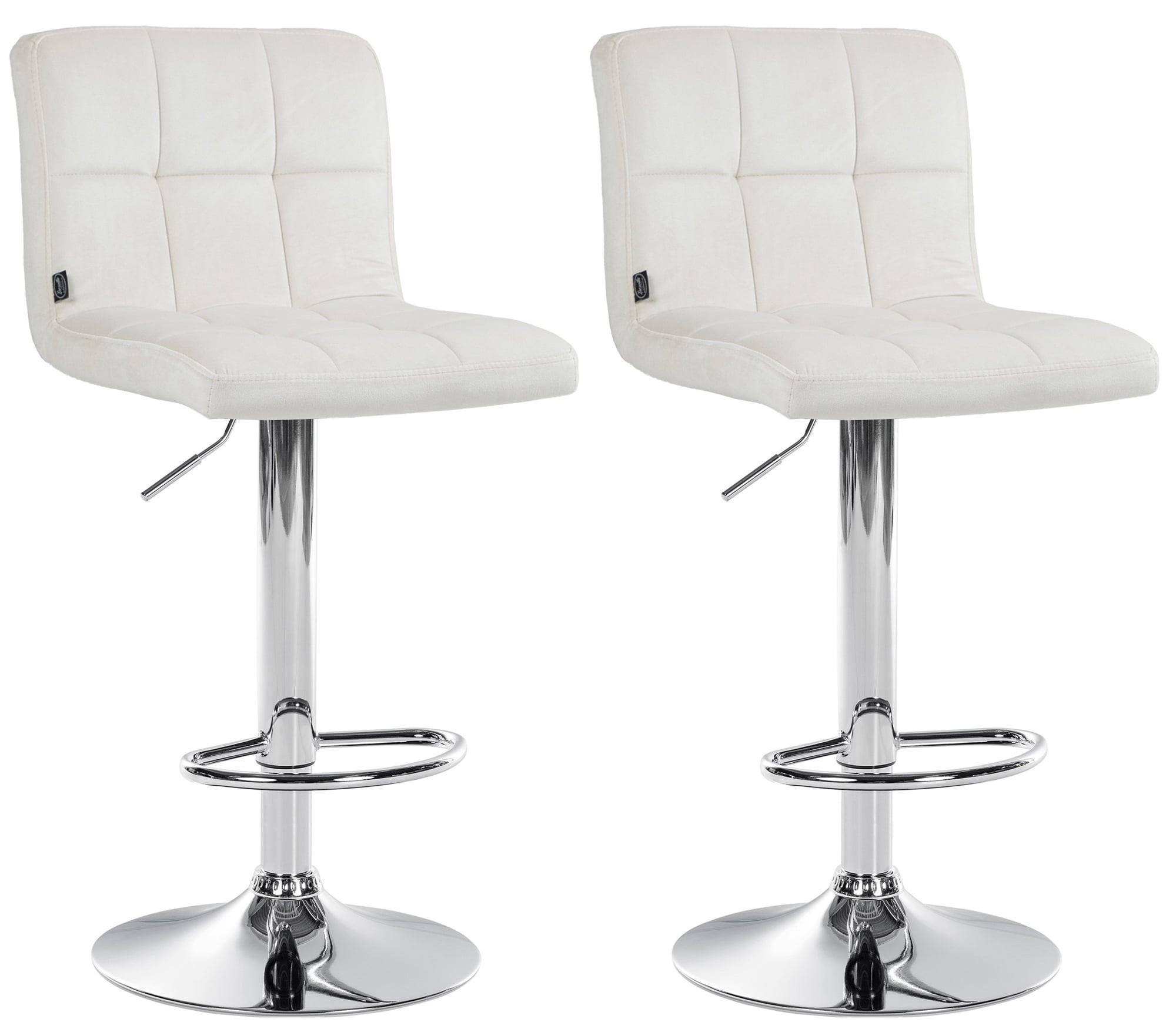 BARHOCKER 2er Set Samt creme - Chromfarben/Creme, Textil/Metall (46/94/47cm) - CLP