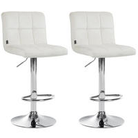 BARHOCKER 2er Set Samt creme - Chromfarben/Creme, Textil/Metall (46/94/47cm) - CLP