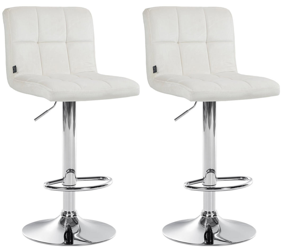 BARHOCKER 2er Set Samt creme - Chromfarben/Creme, Textil/Metall (46/94/47cm) - CLP