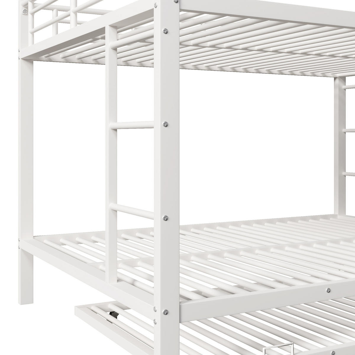 ETAGENBETT 140/200 cm aus Metall mit Ausziehbett, Weiß - Weiß, Metall (140/200cm) - OKMYHOME