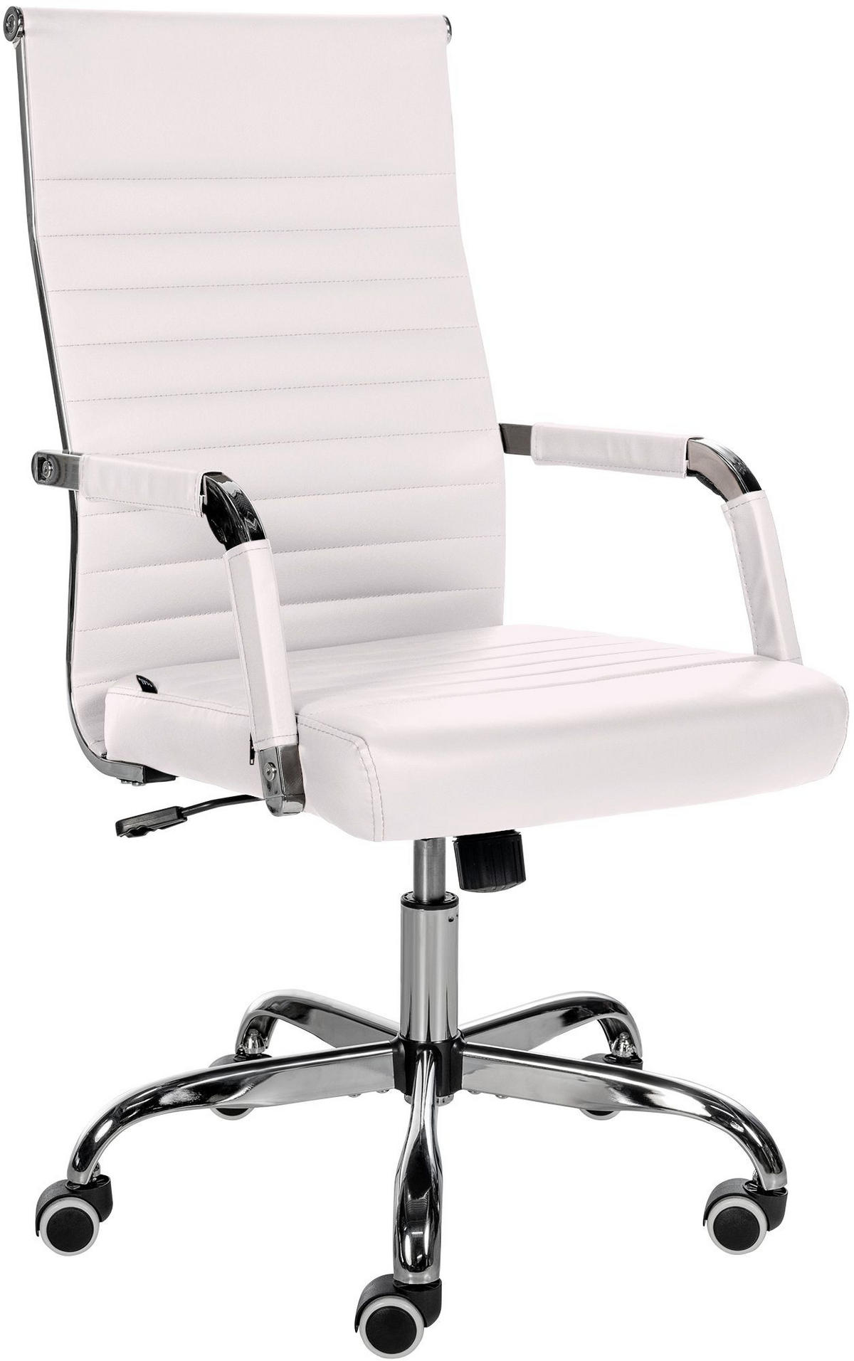DREHSTUHL Lederlook weiß - Weiß, Textil/Metall (51/98/63cm) - CLP