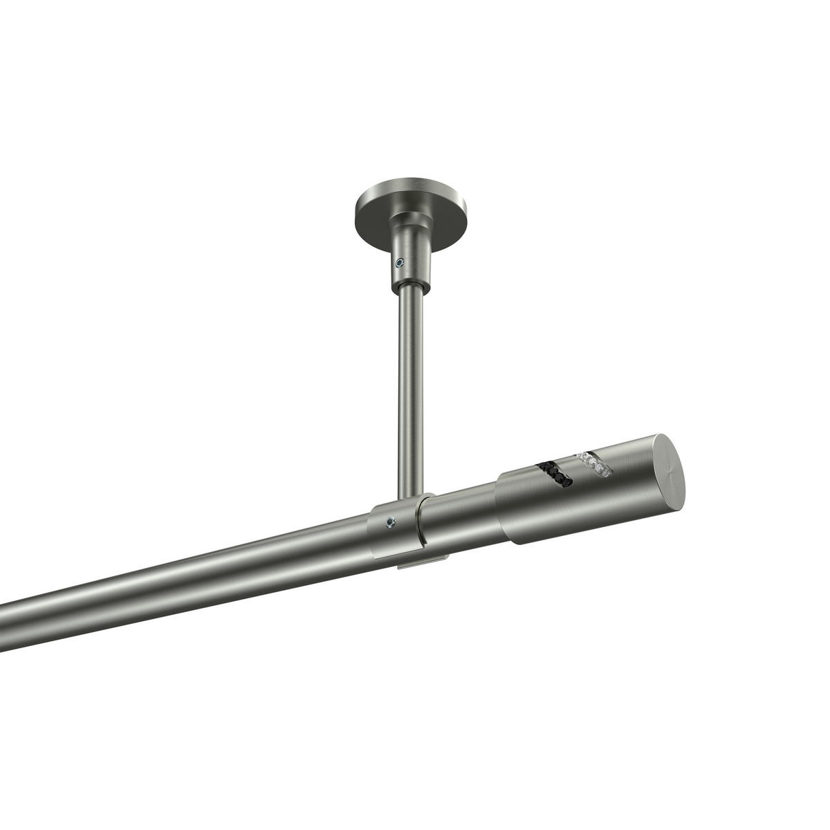 GARDINENSTANGE Sonette Zoena 100 cm, 1-läufig, 20 mm Ø Edelstahl-Optik - Edelstahlfarben, Metall (100cm) - INTERDECO