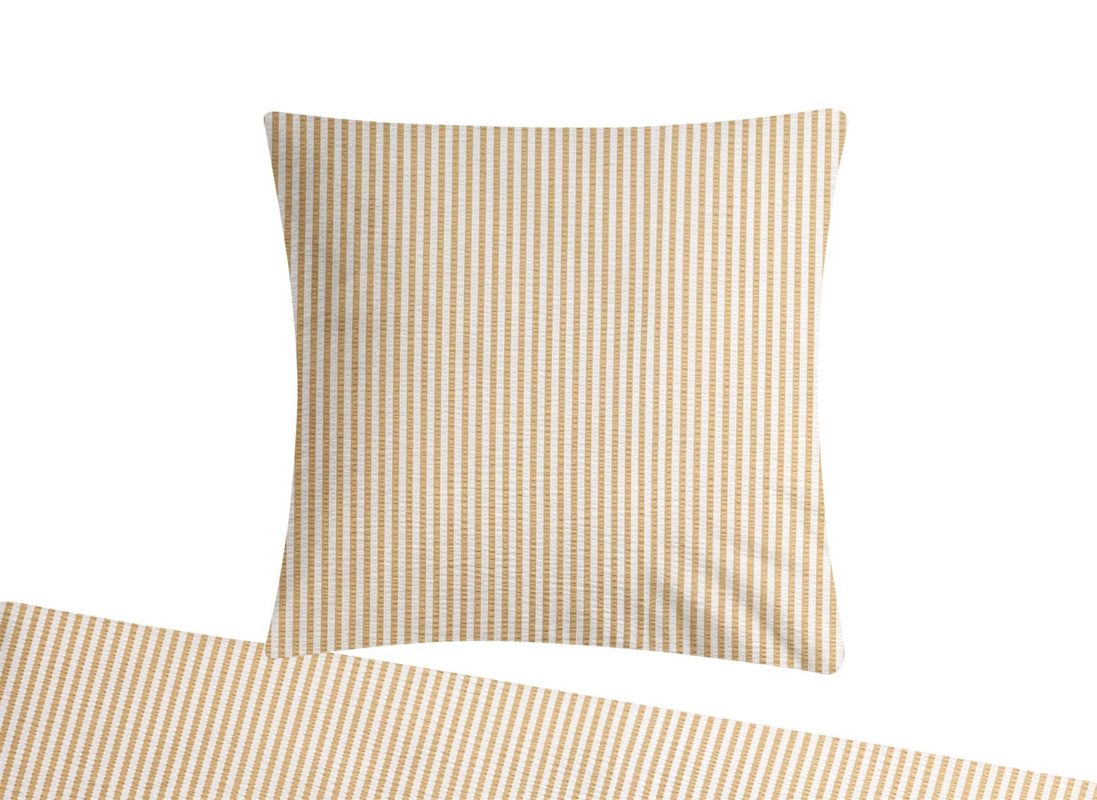 SEERSUCKER-BETTWÄSCHE 135x200 gestreift Sommer Bettbezug Bügelfrei aus 100% Baumwolle, Bettbezüge Streifen Muster Creme - Weiß, Textil (135/200cm) - Carpe Sonno