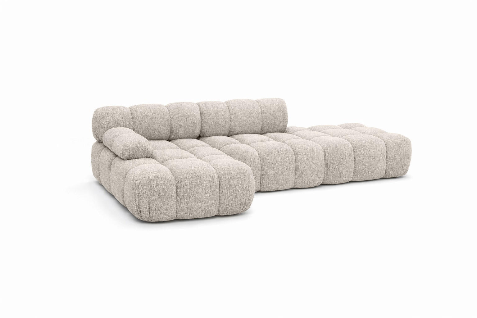 ECKSOFA L-Form Modular Mit Hocker, Bouclé-Stoff Abriamo, Beige, Links, Selia - Beige, Holz (285/160cm) - Kaiser Möbel