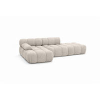 ECKSOFA L-Form Modular Mit Hocker, Bouclé-Stoff Abriamo, Beige, Links, Selia - Beige, Holz (285/160cm) - Kaiser Möbel