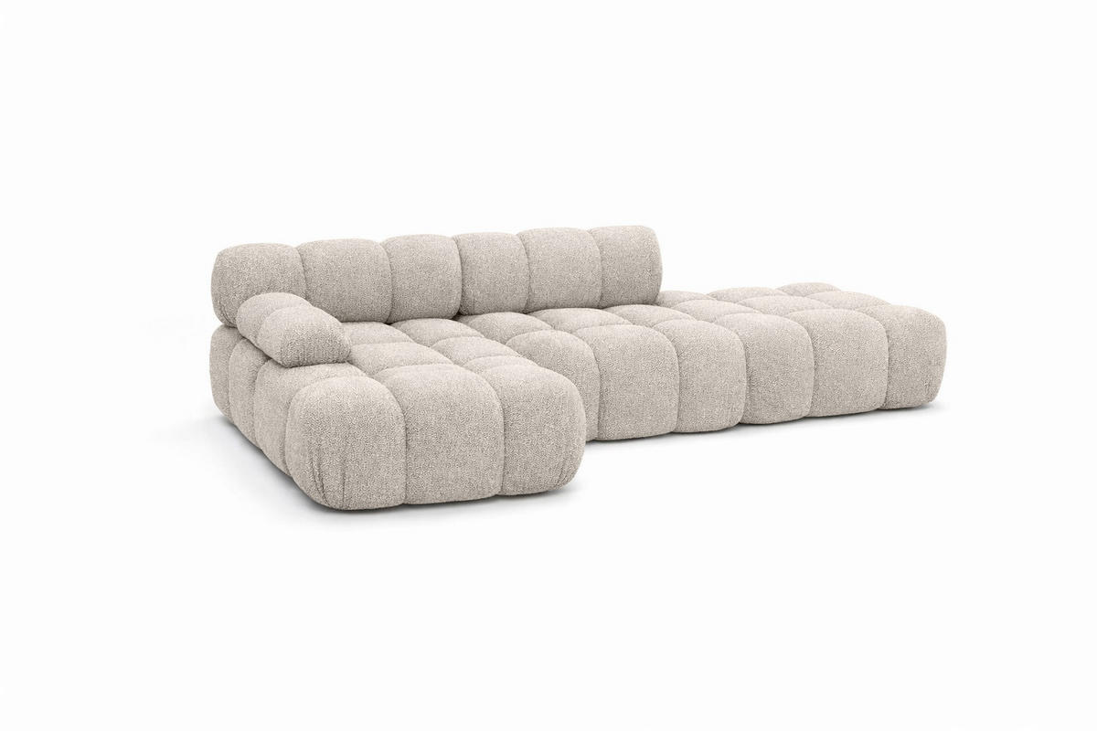ECKSOFA L-Form Modular Mit Hocker, Bouclé-Stoff Abriamo, Beige, Links, Selia - Beige, Holz (285/160cm) - Kaiser Möbel