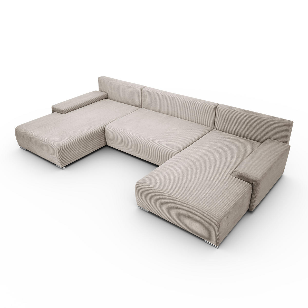 ECKSOFA U-Form Livorno Schlaffunktion Cord-Stoff Beige - Beige, Holz/Kunststoff (348/93/188cm) - Kaiser Möbel