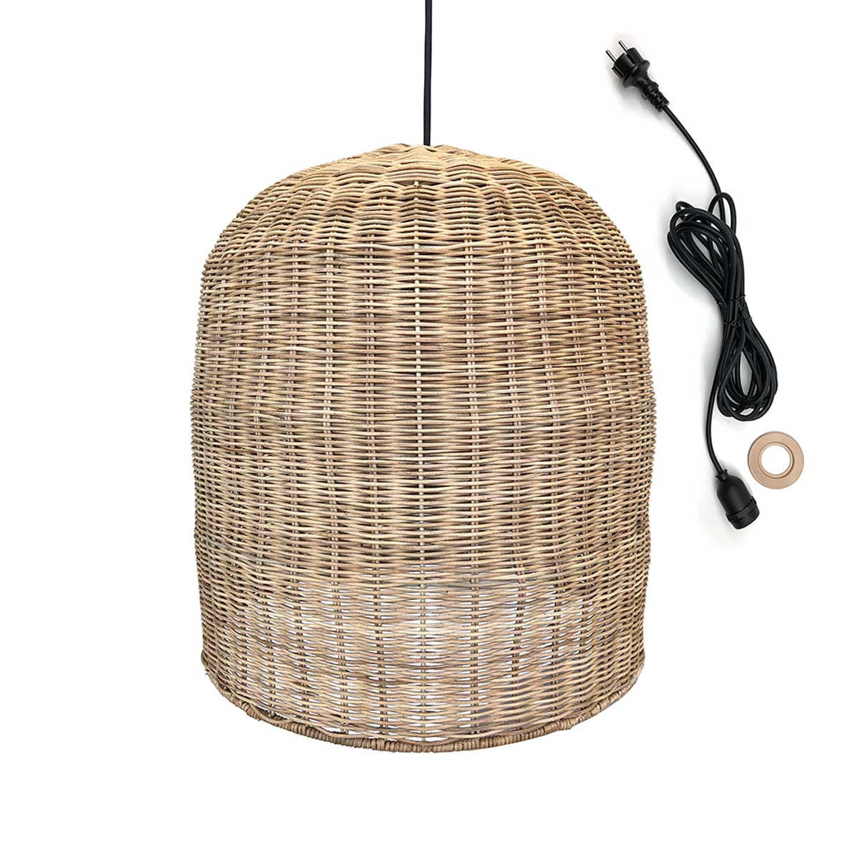 GIACOMO H45CM 5M netzbetriebene Pendelleuchte - Beige, Naturmaterialien (40/40/45cm) - Lumisky