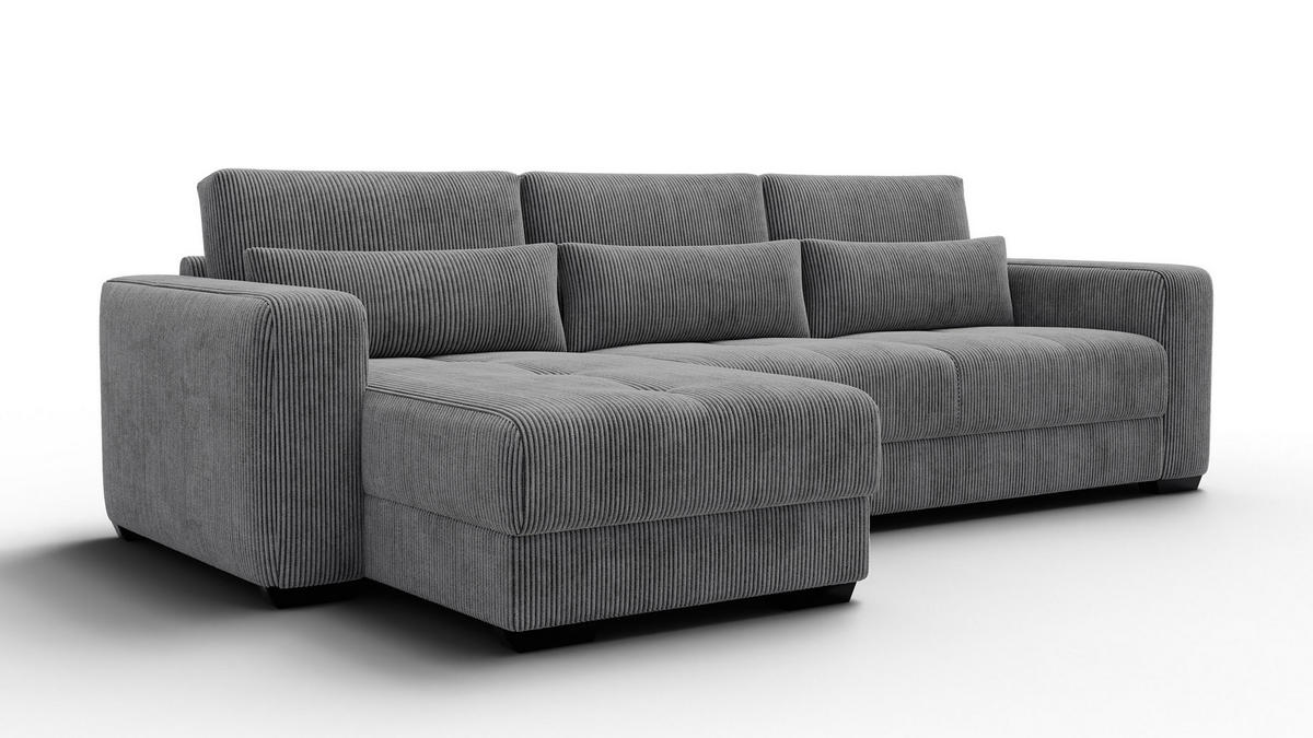 ECKSOFA OLI 4-Sitzer links, dunkelgrau - Dunkelgrau, Holz/Textil (295/172cm) - Courtois Laville