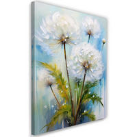 WANDBILD blowfish blumen auf türkisem hintergrund - Weiß, Textil (40/60cm) - Feeby