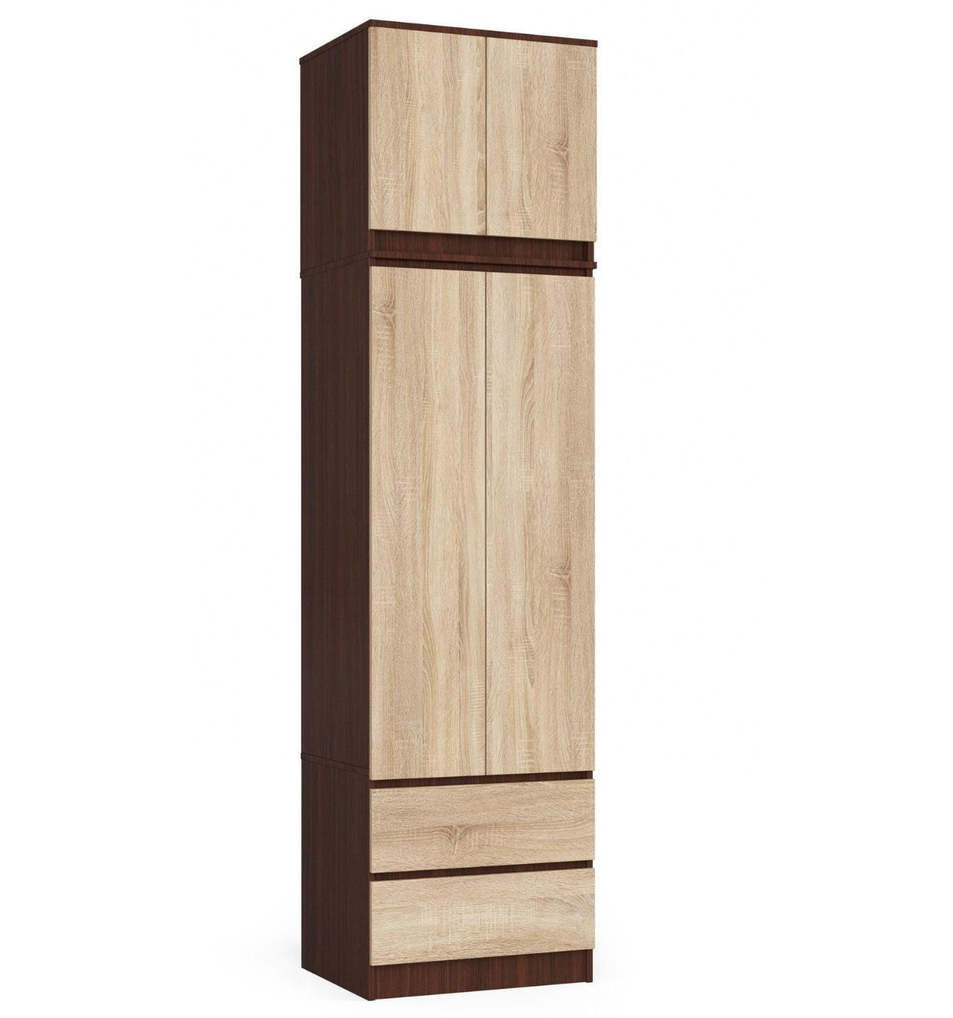 KLEIDERSCHRANK Dunkelbraun, Eiche Sonoma 234/60/51 - Dunkelbraun/Sonoma Eiche, Holzwerkstoff (60/234/51cm) - RAUMHIRSCH FURNITURE