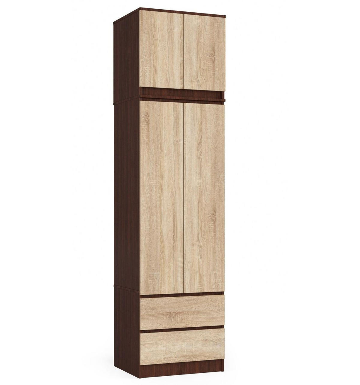 KLEIDERSCHRANK Dunkelbraun, Eiche Sonoma 234/60/51 - Dunkelbraun/Sonoma Eiche, Holzwerkstoff (60/234/51cm) - RAUMHIRSCH FURNITURE