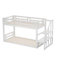 ETAGENBETT 90/200 cm DE-01197, in Weiß, mit Sicherheitstreppe - Weiß, Holz (90/200cm) - ComfortXL