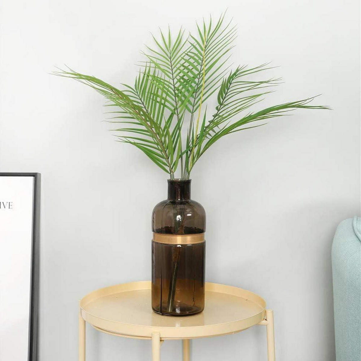 KUNSTPFLANZE Tropische Areca Palme 6 Blätter Grün 75 cm - Grün, Kunststoff (40cm)