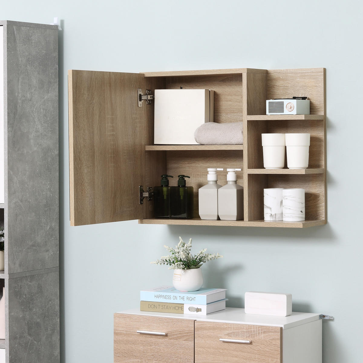 SPIEGELSCHRANK Eiche-Optik - Naturfarben, Holzwerkstoff (60/50/18cm) - PANGIVO