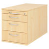 ROLLCONTAINER - mit 3 Schubladen 80/42,8/51,2 cm in Ahornfarben Bogengriff (Metall) - Ahornfarben, Holzwerkstoff (42.8/51.2/80cm) - bümö