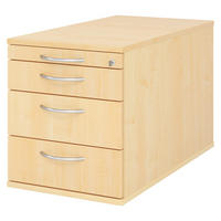 ROLLCONTAINER - mit 3 Schubladen 80/42,8/51,2 cm in Ahornfarben Bogengriff (Metall) - Ahornfarben, Holzwerkstoff (42.8/51.2/80cm) - bümö