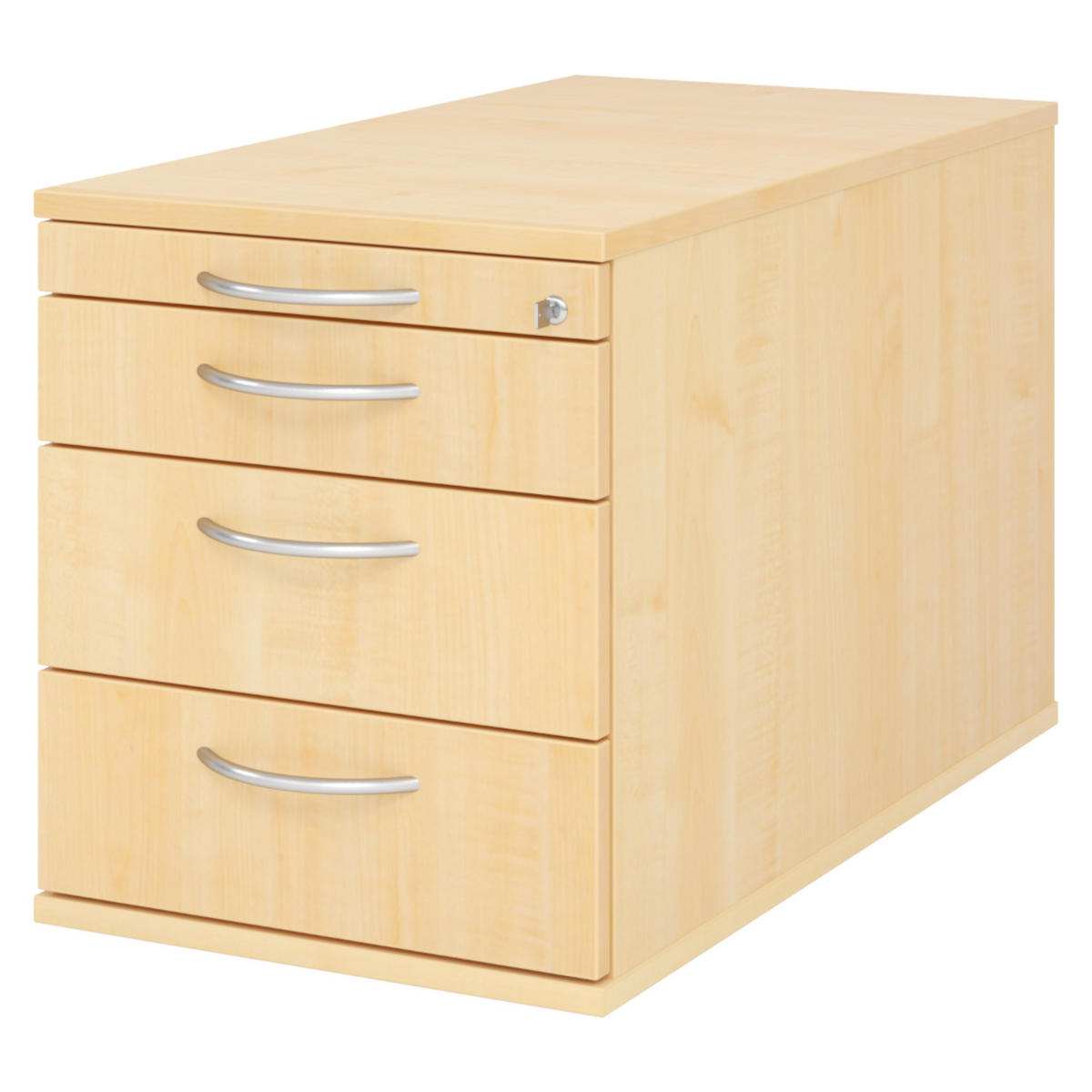 ROLLCONTAINER - mit 3 Schubladen 80/42,8/51,2 cm in Ahornfarben Bogengriff (Metall) - Ahornfarben, Holzwerkstoff (42.8/51.2/80cm) - bümö