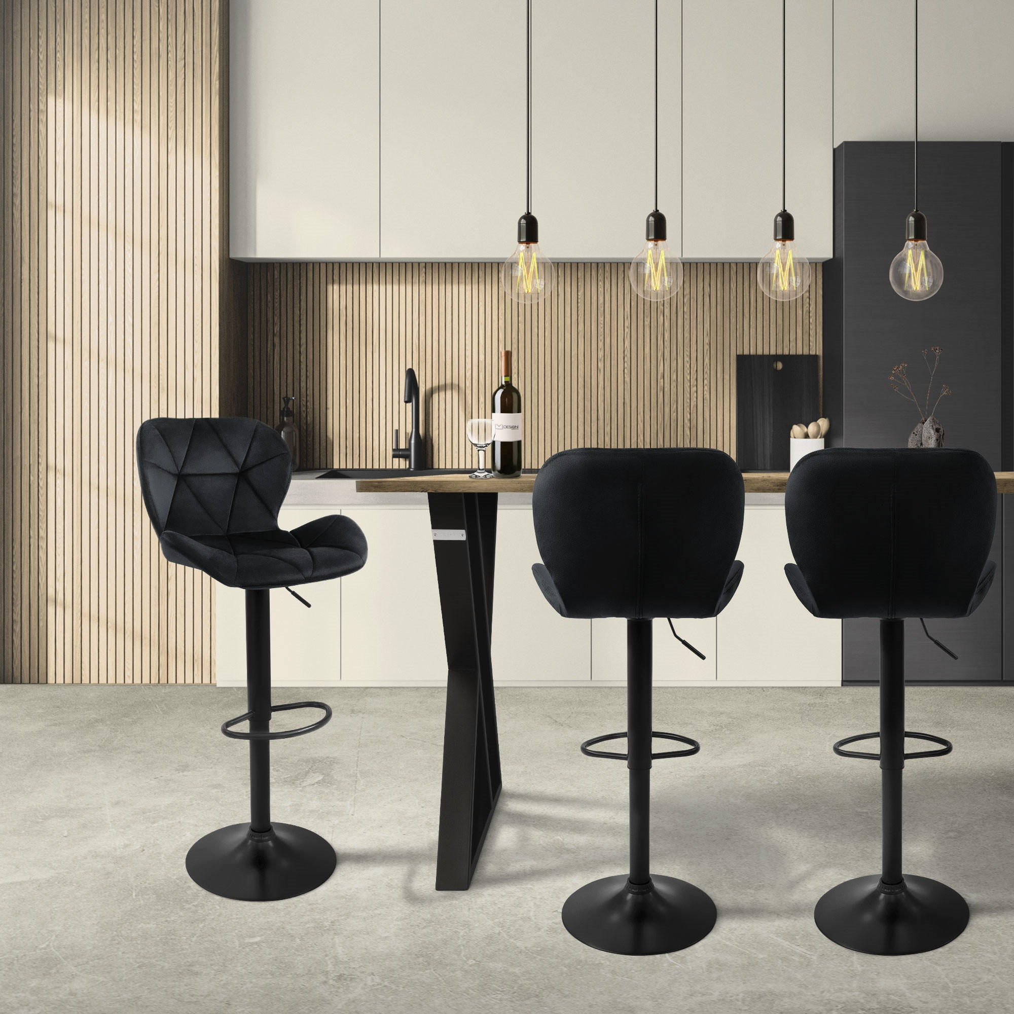 BARHOCKER 4er Set - Schwarz, Metall (47/110/41cm) - ML-DESIGN