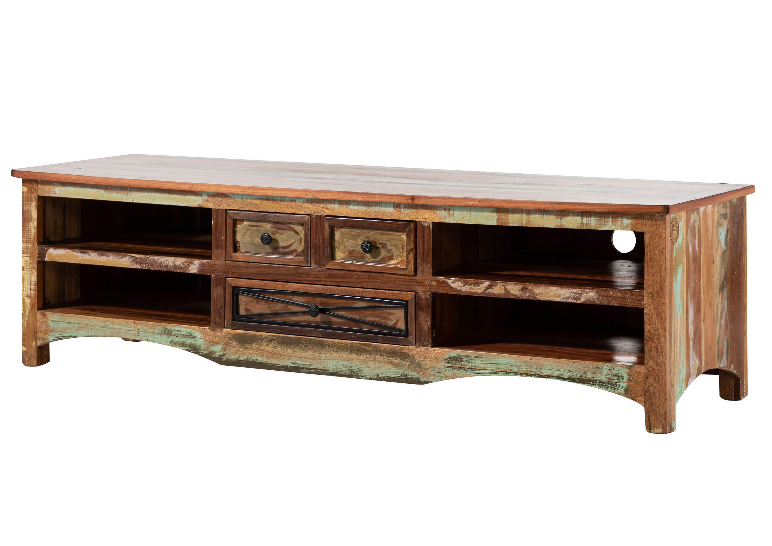 TV-BOARD Altholz 180x50x50 mehrfarbig lackiert NATURE OF SPIRIT #18 - Multicolor, Holz (50/50/180cm) - Massivmoebel24