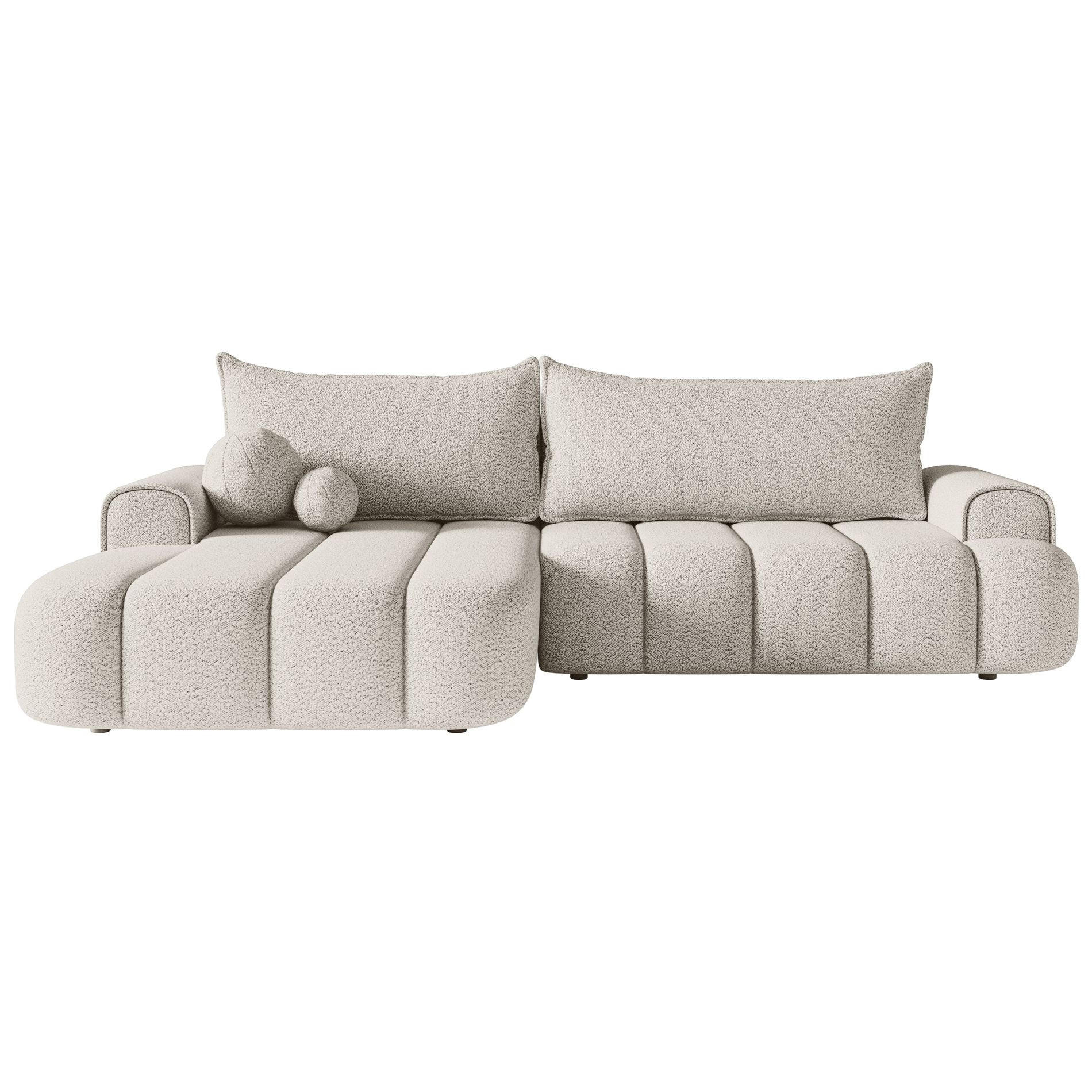 ECKSOFA Dandelino Creme mit Bouclé-Bezug, links - Creme/Schwarz, Kunststoff/Textil (275/168cm) - Selsey