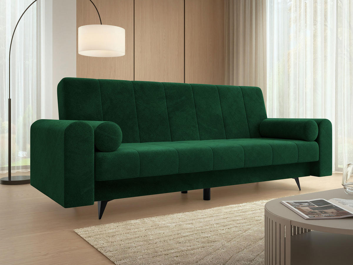 SCHLAFSOFA Zuri - Jadegrün/Schwarz, Holz/Textil (240/93/91cm) - MIRJAN24