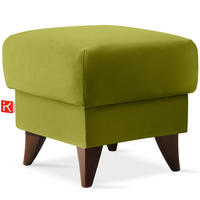 HOCKER GUSTAVO Fußstütze, Velours, Olivgrün - Olivgrün, Holz/Holzwerkstoff (53/49/53cm) - KONSIMO®
