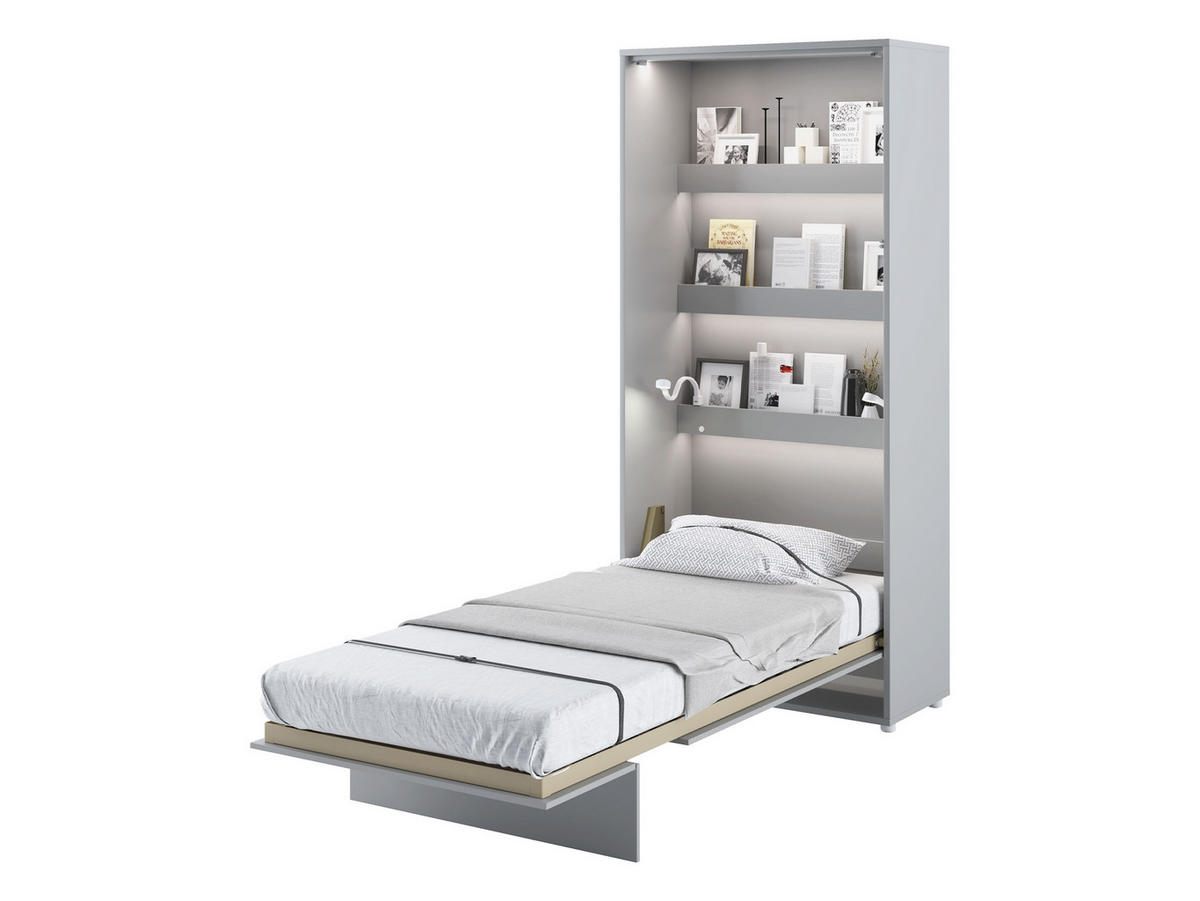 SCHRANKBETT Bed-Concept BC-03 90x200 mit zwei LED-Lampe - Grau, Holz/Holzwerkstoff (90/200cm) - MIRJAN24