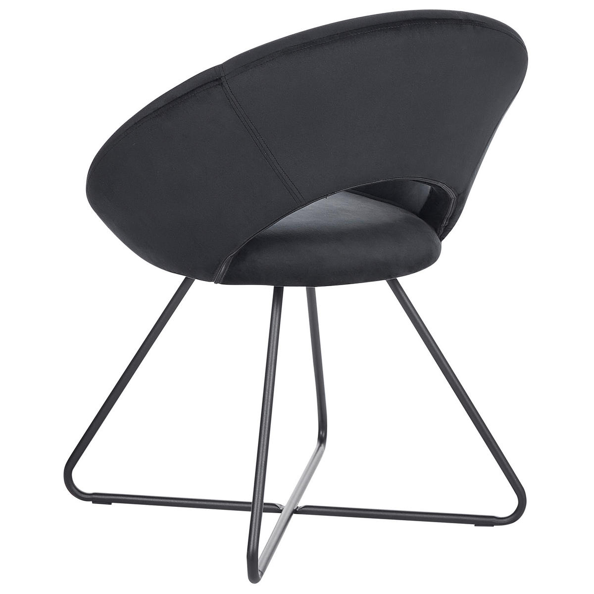 SESSEL Samtstoff Schwarz Rachel - Schwarz, Textil/Metall (65/77/57cm) - Beliani