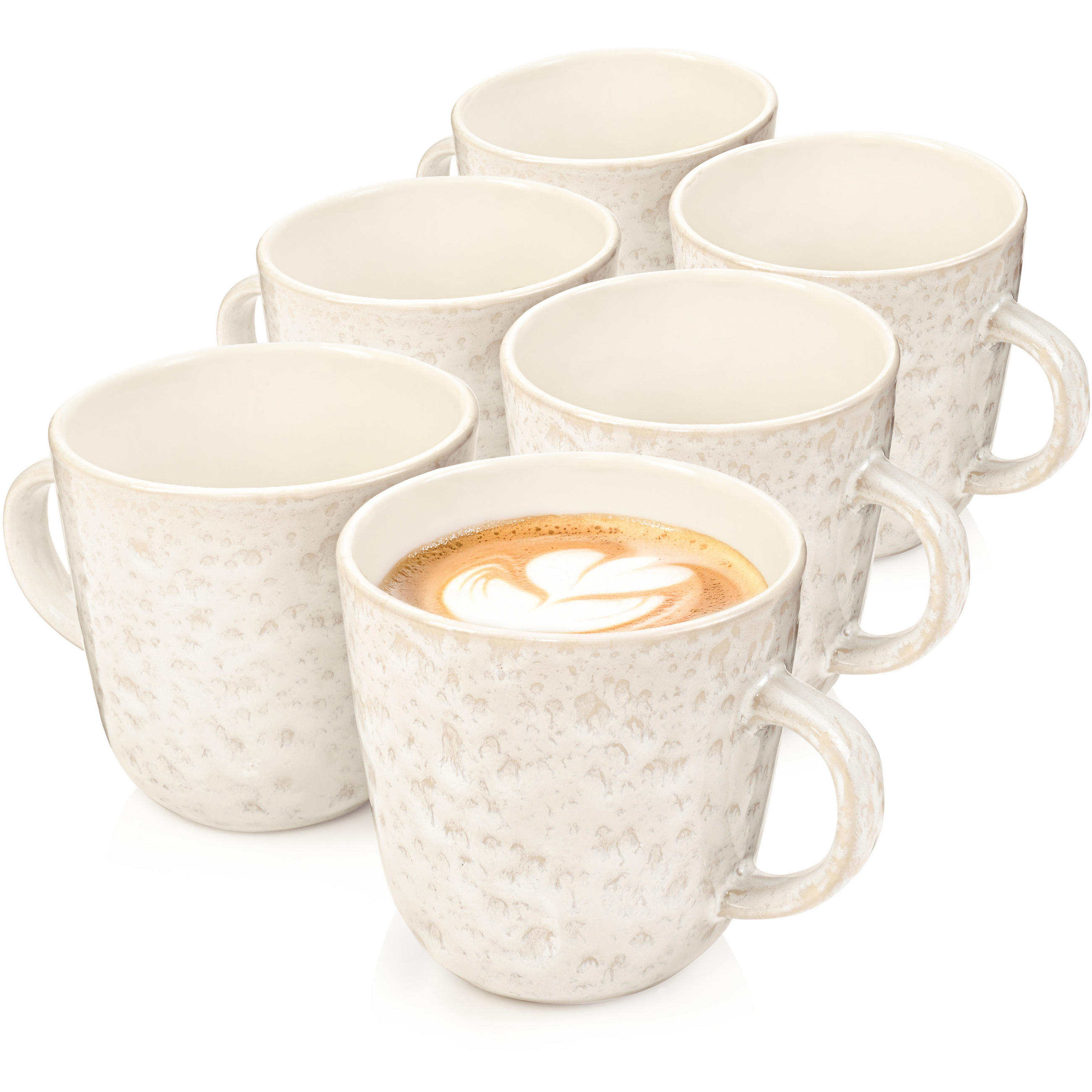 KAFFEEBECHER SET KEY WEST - 6 teilig aus Steingut - Creme, Stein (0.43L) - Sänger