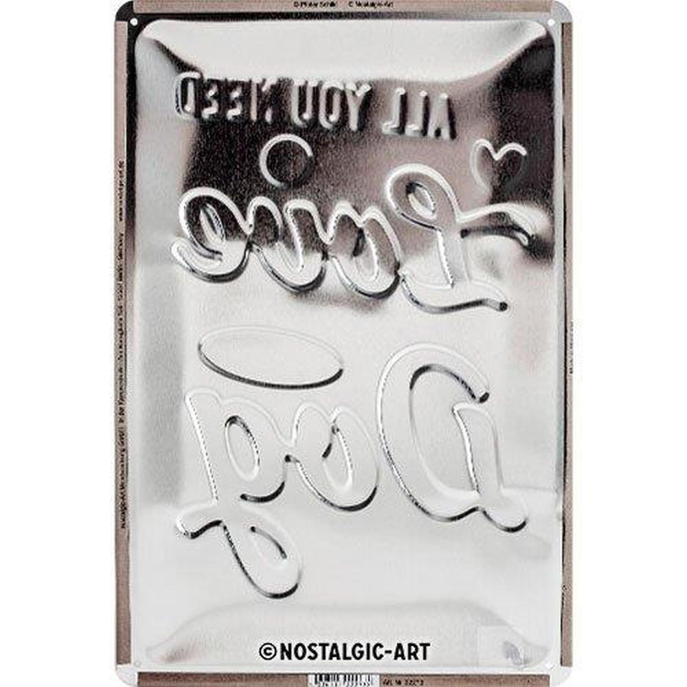 BLECHSCHILD 20/30 cm PfotenSchild Love Dog - Multicolor, Metall (20/30/0.2cm) - Nostalgic-Art