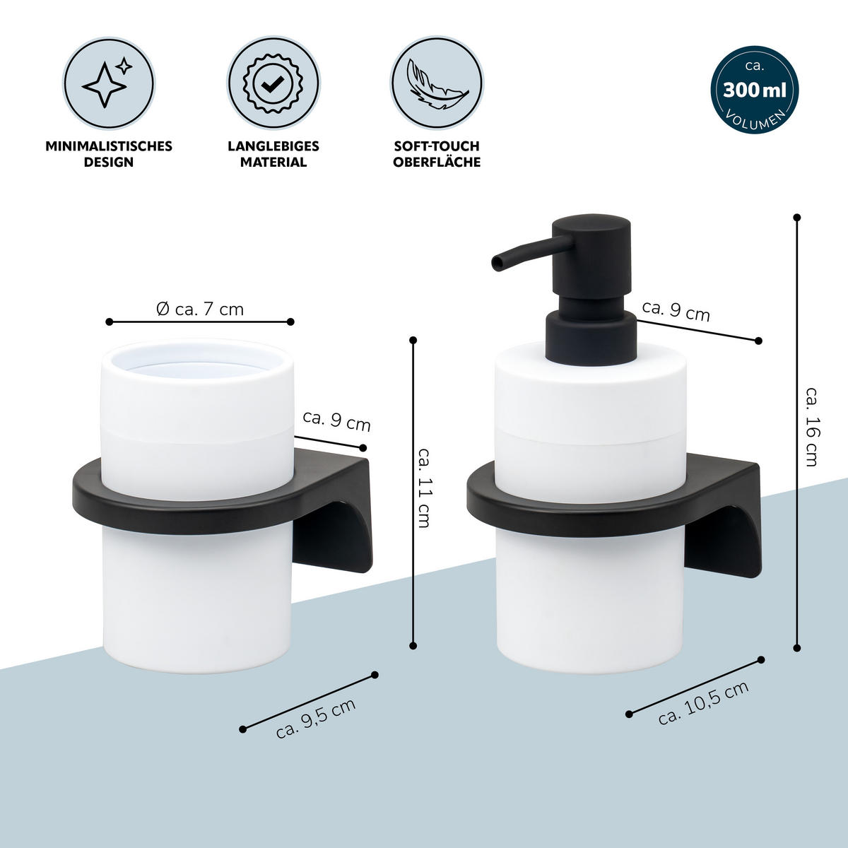 BADACCESSOIRESET SAVONA Softtouch (2er-Set) - Weiß, Kunststoff (7/16/9cm) - bremermann