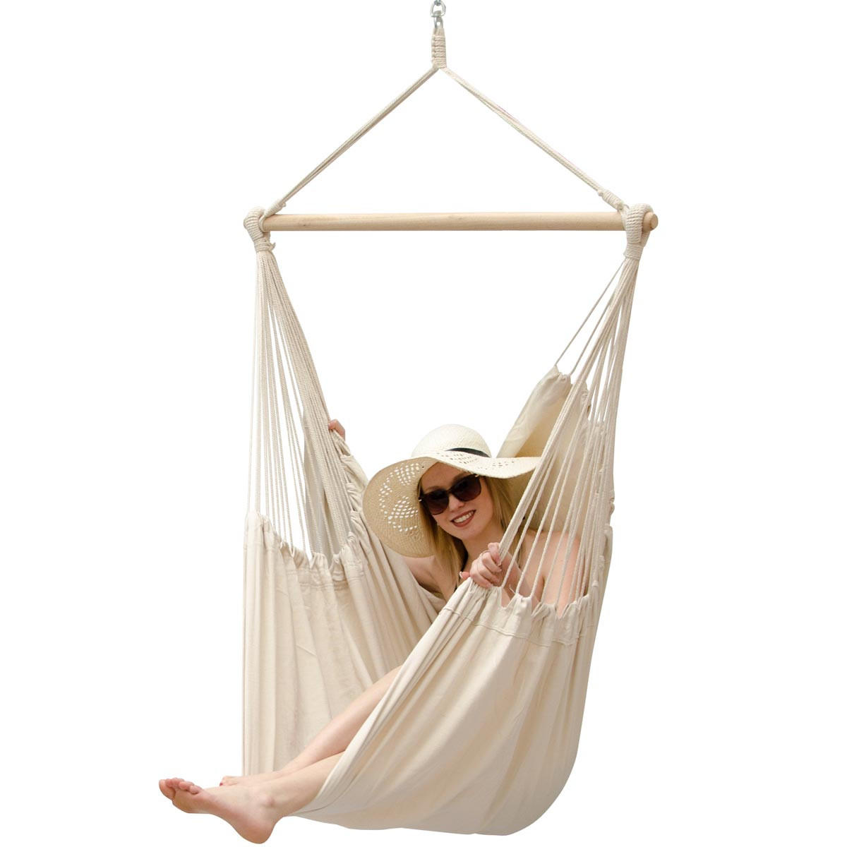 XXL-HÄNGESESSEL 185/130 cm Belastbar bis 150 kg Creme - Beige, Textil (130/155/185cm) - Amanka