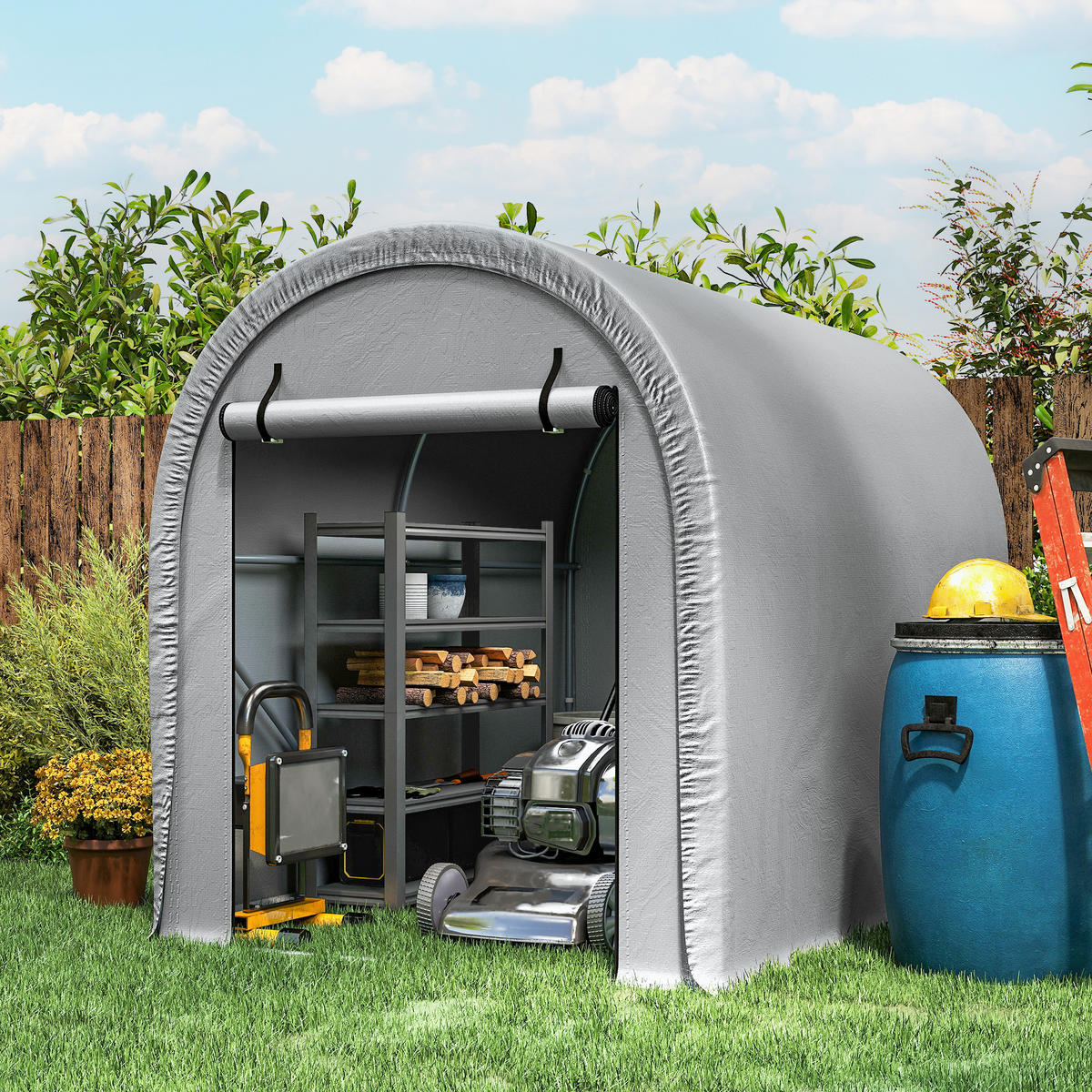 FAHRRADGARAGE DE-16895 160g/m² PE mit UV-Schutz Hellgrau - Hellgrau, Kunststoff (159/185/240cm) - ComfortXL