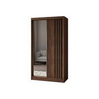 SCHWEBETÜRENSCHRANK NELVIA 120/216/61 cm Modern Kleiderschrank 2-türig mit Spiegel Nussbaumfarben - Nussbaumfarben, Holzwerkstoff (120/216/61cm) - MASSENO