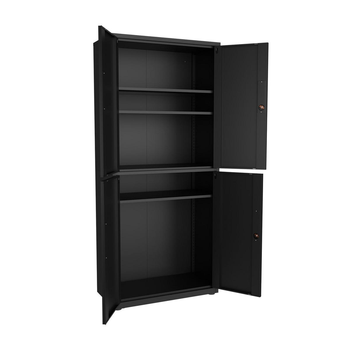 METALLSCHRANK 180/80/40 cm schwarz abschließbar - Schwarz, Metall (80/180/40cm) - Juskys