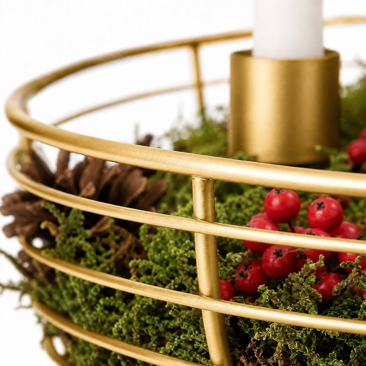 ADVENTSKRANZ Gold Metall 4 Kerzenhalter 6x20,5 cm - Goldfarben, Metall (6cm) - Relaxdays